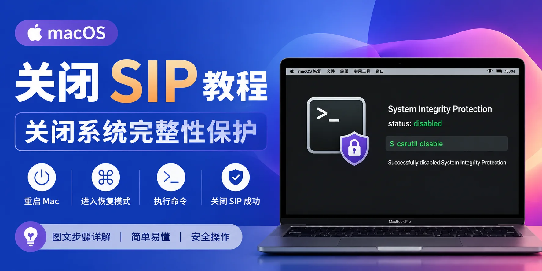 macOS 系统关闭SIP教程关闭系统完整性保护